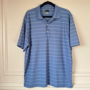 Men's XL Greg Norman Play Dry Blue & White Striped Polo Shirt